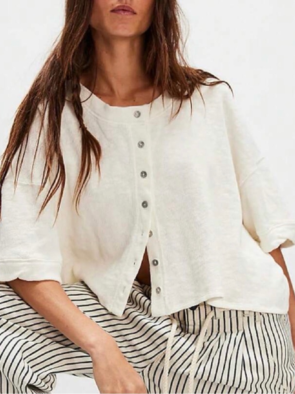 Lightweight White Button-Front Women's Top